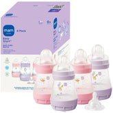 MAM biberón frontal pack de 4 en rosa mostrando diseño y capacidad