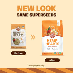 Manitoba Harvest primer plano textura de Hemp Hearts y beneficio de frescura