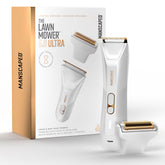 MANSCAPED recortadora frontal mostrando diseño ergonómico y control