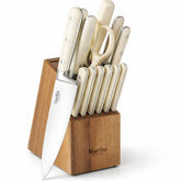 Martha Stewart vista frontal del set mostrando todas las piezas y el bloque, organización y estética