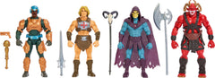 Masters of the Universe paquete frontal mostrando las cuatro figuras, ideal para coleccionar