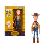 Mattel Woody en caja con ventana mostrando figura fiel a la película