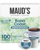 Maud's vista frontal de la caja con 100 cápsulas, conveniencia y sabor