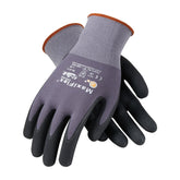MaxiFlex vista frontal del paquete mostrando 12 guantes y talla mediana beneficio de disponibilidad inmediata