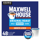 Maxwell House caja frontal 48 cápsulas mostrando conveniencia