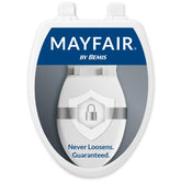 Mayfair asiento Linden frontal mostrando forma alargada y ajuste estable