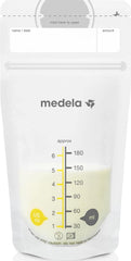 Medela empaque frontal mostrando 200 bolsas, solución de almacenamiento práctica