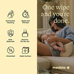 Medela textura de la toallita mostrando fibras suaves y eficacia