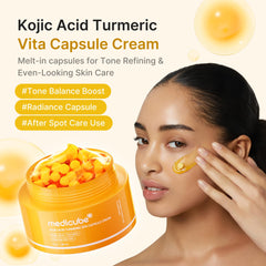medicube cápsula abierta con gel visible, demuestra la textura mezclable y fácil aplicación