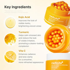 medicube detalle de la etiqueta con ingredientes, ayuda a verificar ácido kójico y cúrcuma