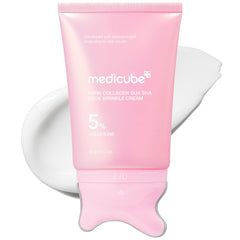 medicube envase frontal con gua sha, facilita masaje reafirmante