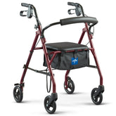 Medline rollator frontal en burdeos mostrando estructura estable y apoyo