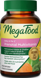 MegaFood frasco frontal mostrando diseño y beneficios claros