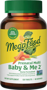 MegaFood bottle front packaging showing prenatal label and benefits