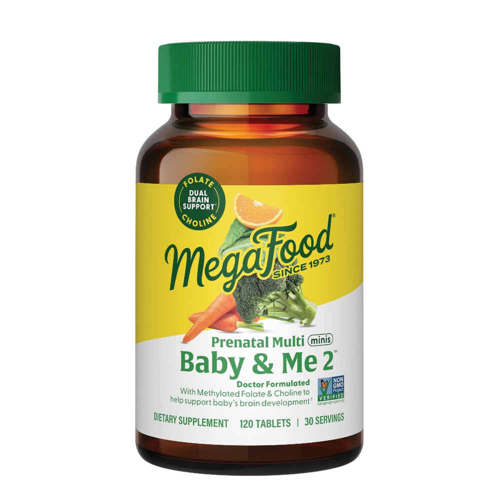 MegaFood envase frontal del prenatal mini tabletas, fácil identificación
