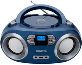 MEGATEK Blue Jay frontal mostrando diseño azul y botones grandes, ideal para uso simple