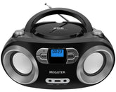 MEGATEK boombox frontal mostrando diseño portátil y controles visibles
