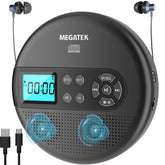 MEGATEK vista frontal con tapa abierta mostrando bandeja CD y facilidad de uso