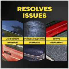 Meguiar's M105 aplicado con pulidora para corrección eficiente de pintura