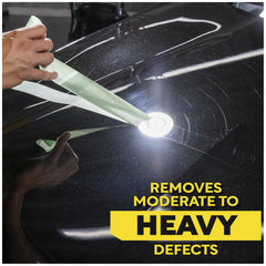 Meguiar's detalle de superficie tras M105 mostrando brillo mejorado