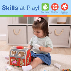 Melissa & Doug closeup of wooden animal figure highlighting chunky graspable design