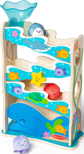 Melissa & Doug tobogán frontal mostrando rampa oceánica y figuras, diversión segura