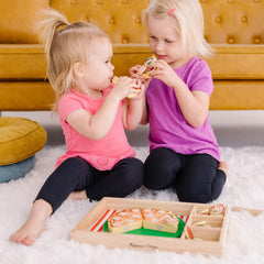 Melissa & Doug caja abierta con toppings autoadhesivos organizados, fácil almacenaje