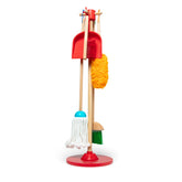 Melissa & Doug set de limpieza frontal mostrando todas las piezas y beneficios organizativos