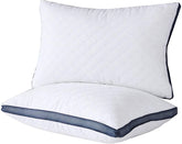Meoflaw vista frontal del pack de 2 almohadas con aspecto hotelero y presentación