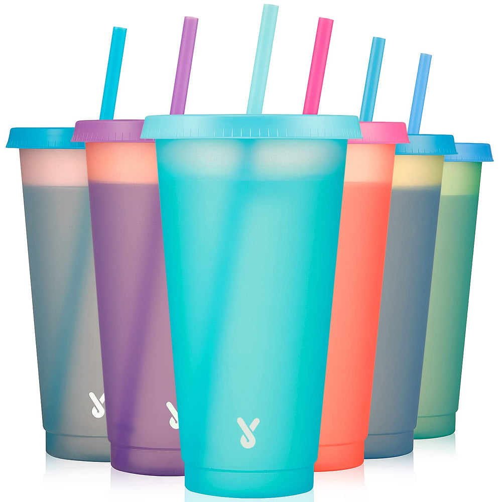 Meoky vaso frontal pack de 6 mostrando diseño apilable y practicidad