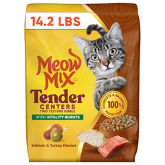 Meow Mix frente del empaque mostrando diseño y tamaño práctico