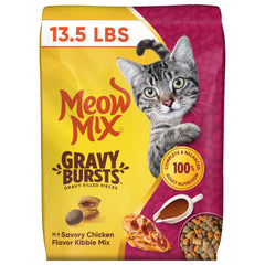 Meow Mix frente del saco mostrando el diseño y beneficio de sabor