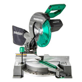 Metabo HPT vista frontal de sierra ingletadora mostrando control y estabilidad