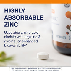 Metagenics Zinc A.G. vista lateral del empaque destacando tamaño y diseño práctico