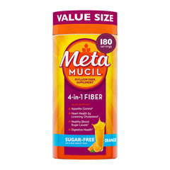 Metamucil frente del envase mostrando la marca y beneficios