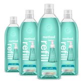 method recambio frontal Waterfall 28 oz pack mostrando envases y etiqueta sostenible