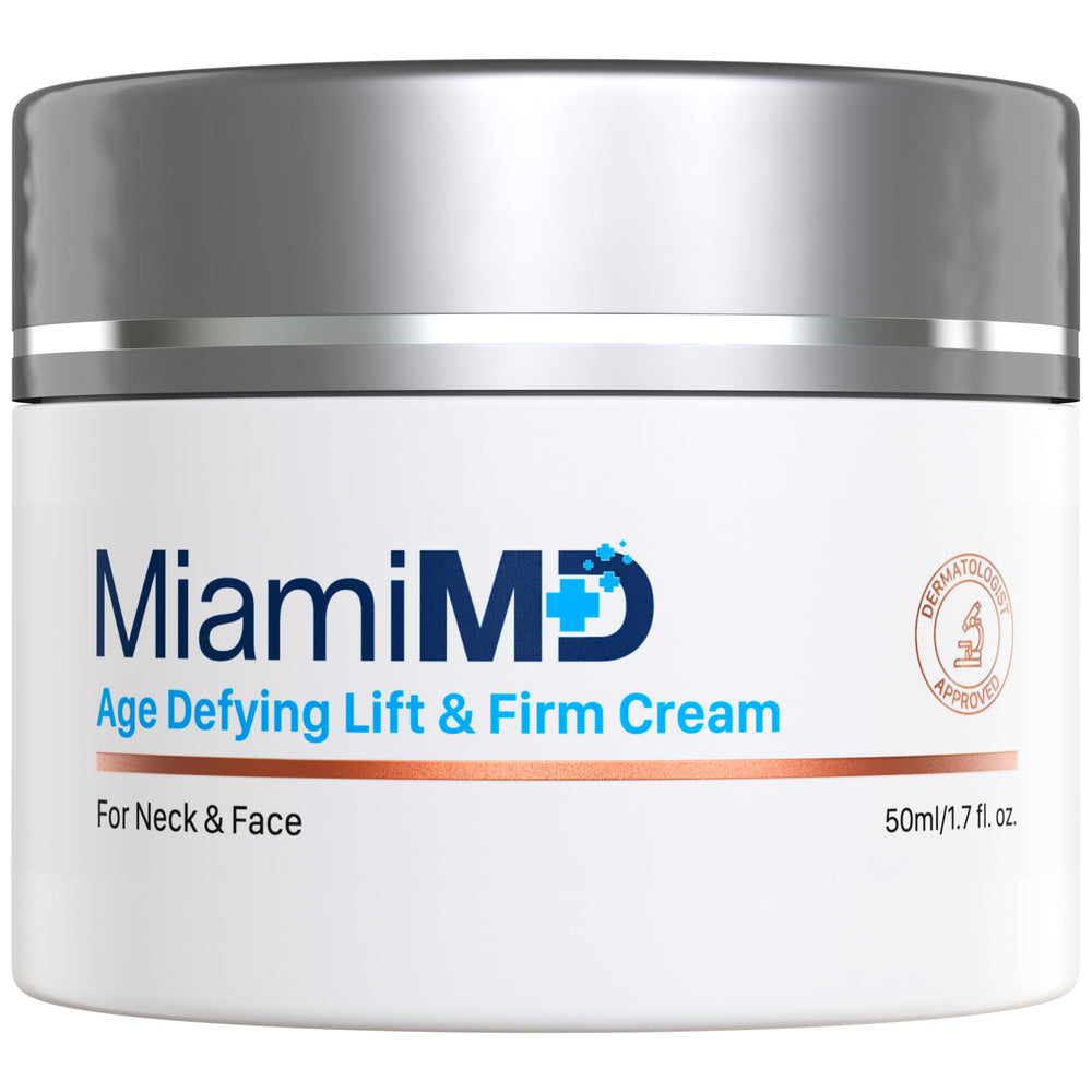 MiamiMD envase frontal de crema reafirmante mostrando tamaño y diseño