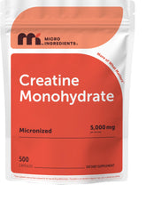Micro Ingredients bote frontal que muestra creatina micronizada y dosis