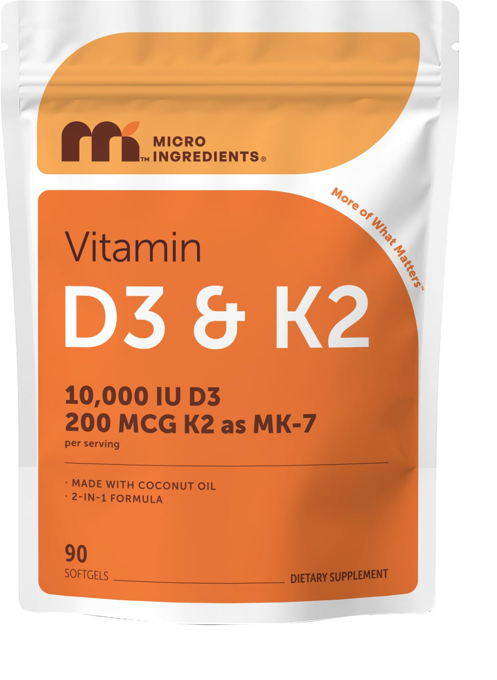 Micro Ingredients frontal del envase mostrando dosis alta y sello de 90 softgels
