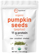 Micro Ingredients empaque frontal de semillas de calabaza, visual claro del producto