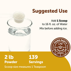 Micro Ingredients etiqueta con lista de ingredientes y pruebas de calidad
