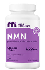 Micro Ingredients frasco frontal mostrando etiqueta y cápsulas claras