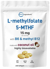Micro Ingredients paquete frontal mostrando L‑Methylfolate y beneficios claros