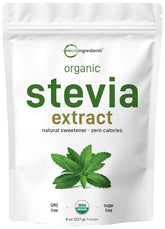 Micro Ingredients empaque frontal mostrando stevia orgánica y beneficio de pureza