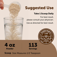 Micro Ingredients polvo de ginseng disuelto en taza, visual de uso en bebida caliente