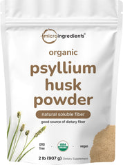 Micro Ingredients bolsa frontal mostrando el producto y beneficios de fibra