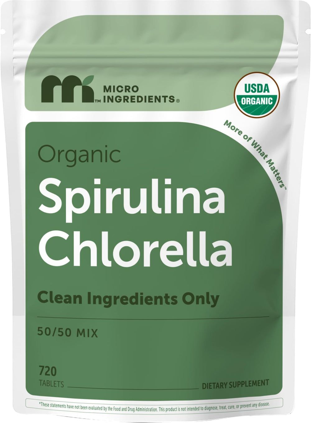 Micro Ingredients empaque frontal claro mostrando 720 tabletas y mezcla 50/50