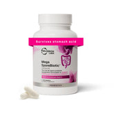 Microbiome Labs frasco frontal mostrando etiqueta clara y beneficios