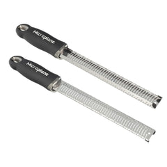 Microplane primer plano de la hoja mostrando dientes ultraafilados y durabilidad