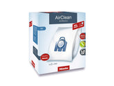 Miele bolsa AirClean 3D frontal mostrando el paquete y la marca, asegura recambio original